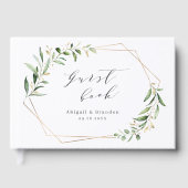 Modern Greenery Gold Geometric Rustic Wedding Gastenboek (Voorkant)