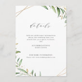 Modern Greenery Gold Geometric Rustic Wedding Informatiekaartje (Voorkant)