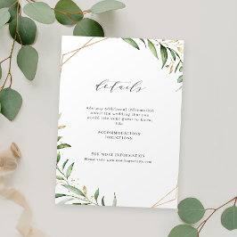 Modern Greenery Gold Geometric Rustic Wedding Informatiekaartje