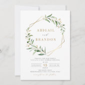 Modern Greenery Gold Geometric Rustic Wedding Kaart (Voorkant)