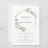 Modern Greenery Gold Geometric Rustic Wedding Kaart (Voorkant)