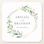 Modern Greenery Gold Geometric Rustic Wedding Kartonnen Onderzetters (Voorkant)