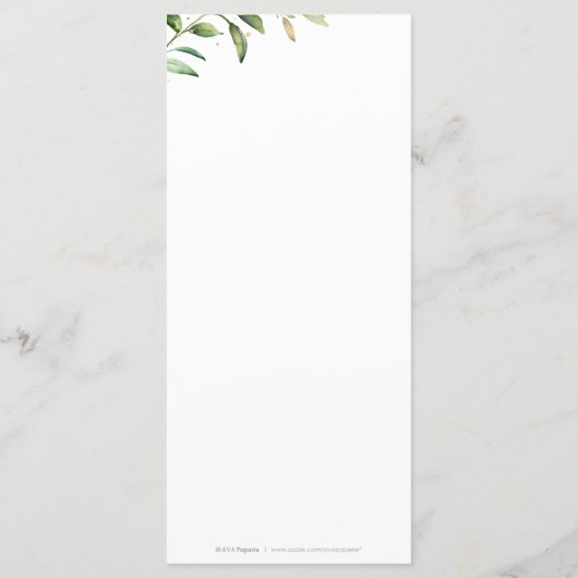 Modern Greenery Gold Geometric Rustic Wedding Menu (Achterkant)