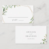 Modern Greenery Gold Geometric Rustic Wedding Plaatskaartje (Voorkant / Achterkant)