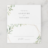 Modern Greenery Gold Geometric Rustic Wedding Plaatskaartje (Buitenkant ongevouwen)