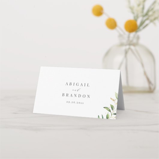 Modern Greenery Gold Geometric Rustic Wedding Plaatskaartje (Achterkant)