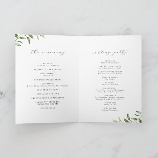 Modern Greenery Gold Geometric Rustic Wedding Programma (Binnen)