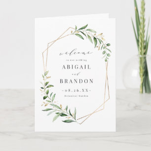 Modern Greenery Gold Geometric Rustic Wedding Programma