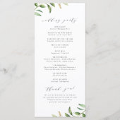 Modern Greenery Gold Geometric Rustic Wedding Programmakaart (Achterkant)