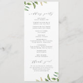 Modern Greenery Gold Geometric Rustic Wedding Programmakaart (Achterkant)