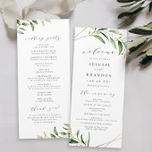 Modern Greenery Gold Geometric Rustic Wedding Programmakaart