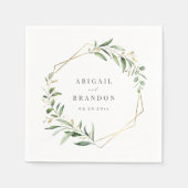 Modern Greenery Gold Geometric Rustic Wedding Servet (Voorkant)