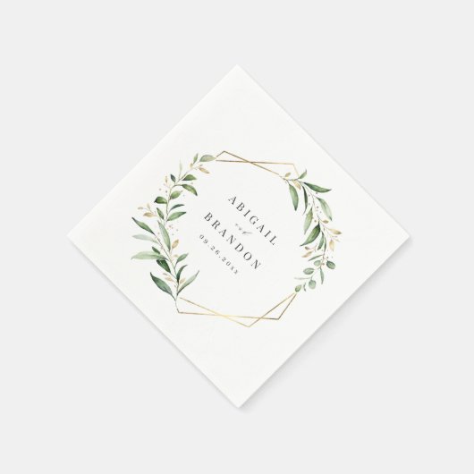 Modern Greenery Gold Geometric Rustic Wedding Servet (Hoek)