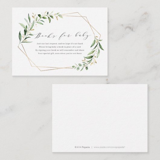 Modern Greenery Gold Geometrische Boeken Verzoek Informatiekaartje (Voorkant / Achterkant)