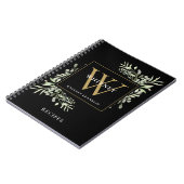 Modern Greenery Gold Monogram Naam Recipe Cookbook Notitieboek (Linkerzijde)