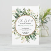 Modern Greenery Gold Neutral Twins Baby shower Kaart (Staand voorkant)