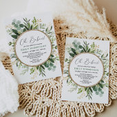 Modern Greenery Gold Neutral Twins Baby shower Kaart