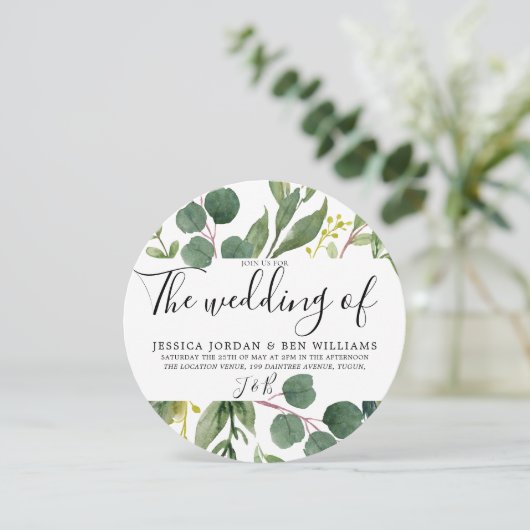 Modern Greenery Green Leaf Wedding Kaart (Staand voorkant)