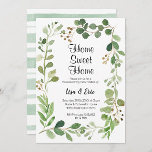 Modern Greenery Housewarming Party Invite Kaart