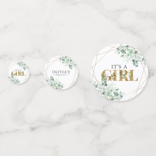 Modern Greenery is een meisje-EucalyptusBaby showe Confetti (Achterkanten)