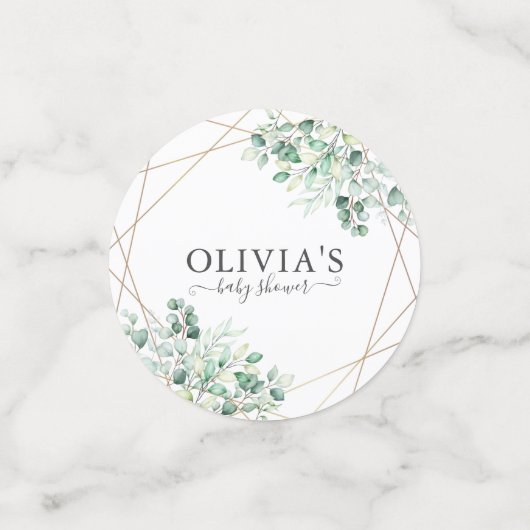 Modern Greenery is een meisje-EucalyptusBaby showe Confetti (Kleine voorkant)