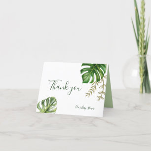 Modern Greenery Leaf Gender Neutral Baby shower Bedankkaart