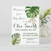 Modern Greenery Leaf Gender Neutral Baby shower Kaart (Staand voorkant)