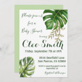 Modern Greenery Leaf Gender Neutral Baby shower Kaart (Voorkant / Achterkant)