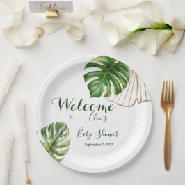 Modern Greenery Leaf Gender Neutral Baby shower Papieren Bordje