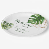 Modern Greenery Leaf Gender Neutral Baby shower Papieren Bordje (Gekanteld)
