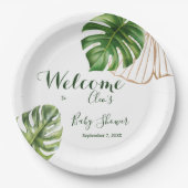 Modern Greenery Leaf Gender Neutral Baby shower Papieren Bordje (Voorkant)