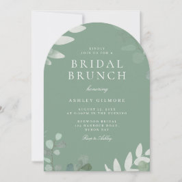 Modern Greenery Leaves Vrijgezellenfeest Brunch Kaart