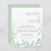 Modern Greenery Leaves Wedding Invitation (Voorkant / Achterkant)
