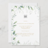 Modern Greenery Leaves Wedding QR Coded RSVP Kaart (Achterkant)