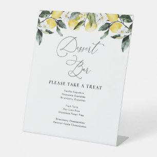 Modern Greenery Lemon Floral Dessert bar teken Reclamebord Met Voetstuk