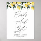Modern Greenery Lemon Floral Kaarten & Geschenken Poster (Voorkant)
