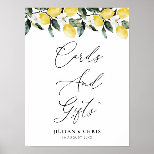 Modern Greenery Lemon Floral Kaarten & Geschenken Poster (Voorkant)