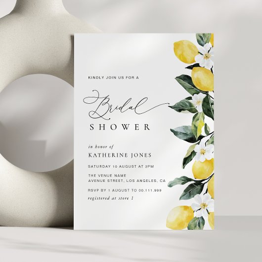 Modern Greenery Lemon Floral Wedding Vrijgezellenf Kaart