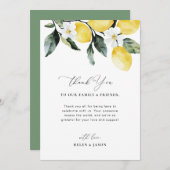 Modern Greenery Lemon Receptie Tafel Dank u Bedankkaart (Voorkant / Achterkant)