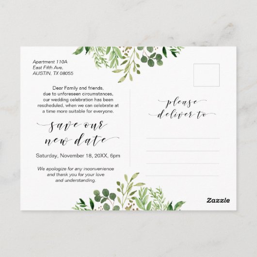 Modern Greenery, Love verovert all, Postponement Briefkaart (Achterkant)