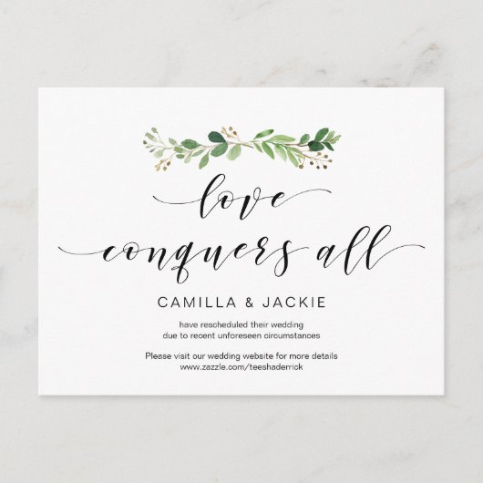 Modern Greenery, Love verovert all, Postponement Briefkaart (Voorkant)