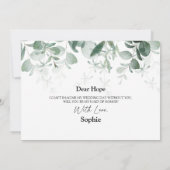 Modern Greenery Maid of Honor White Voorstel Kaart (Achterkant)