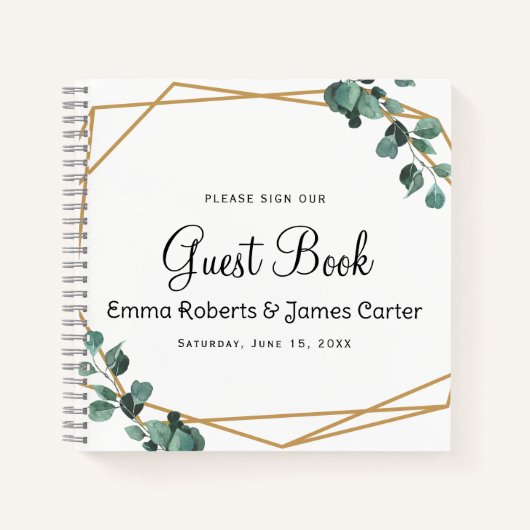 Modern Greenery Minimalist Guest Book Notitieboek (Voorkant)