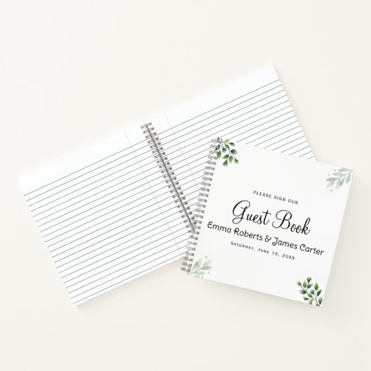 Modern Greenery Minimalist Guest Book Notitieboek (Binnen)