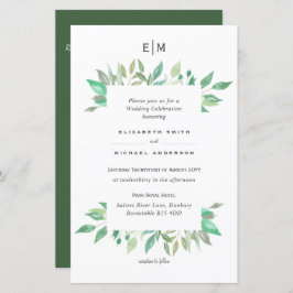 Modern Greenery Monogram Budget Wedding nodigt A9 