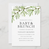 Modern Greenery Neutral Baby shower Brunch Invite Kaart (Voorkant)