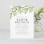 Modern Greenery Neutral Baby shower Brunch Invite Kaart (Staand voorkant)