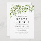 Modern Greenery Neutral Baby shower Brunch Invite Kaart (Voorkant / Achterkant)