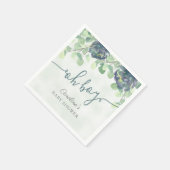 Modern Greenery Oh Boy Blue Floral Baby shower Servet (Hoek)