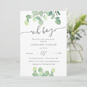 Modern Greenery Oh Boy Simple Baby shower Kaart (Staand voorkant)
